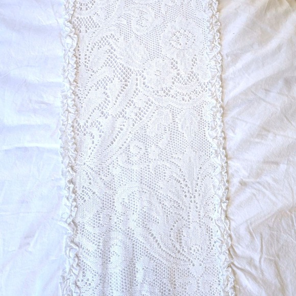 Simply Shabby Chic White Cotton Duvet Cover Lace/Crochet-Look Panel – Full/Queen - Picture 1 of 13